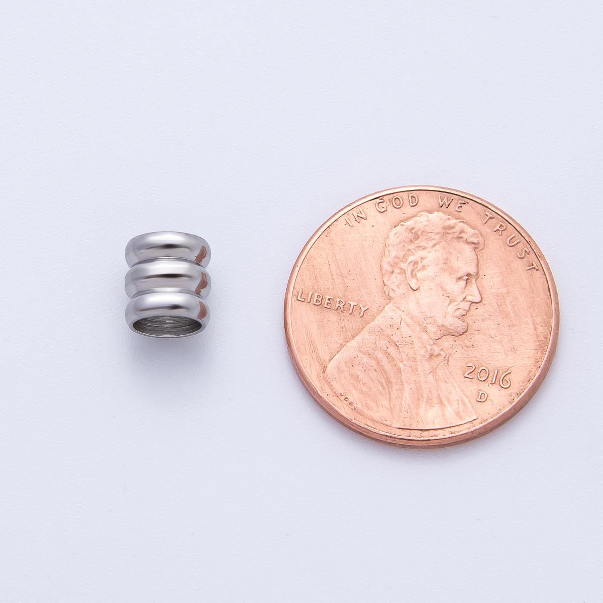 18K Gold Filled Alloy 6mm Triple Band Tube Spacer Bead in Gold & Silver 10pcs | B270