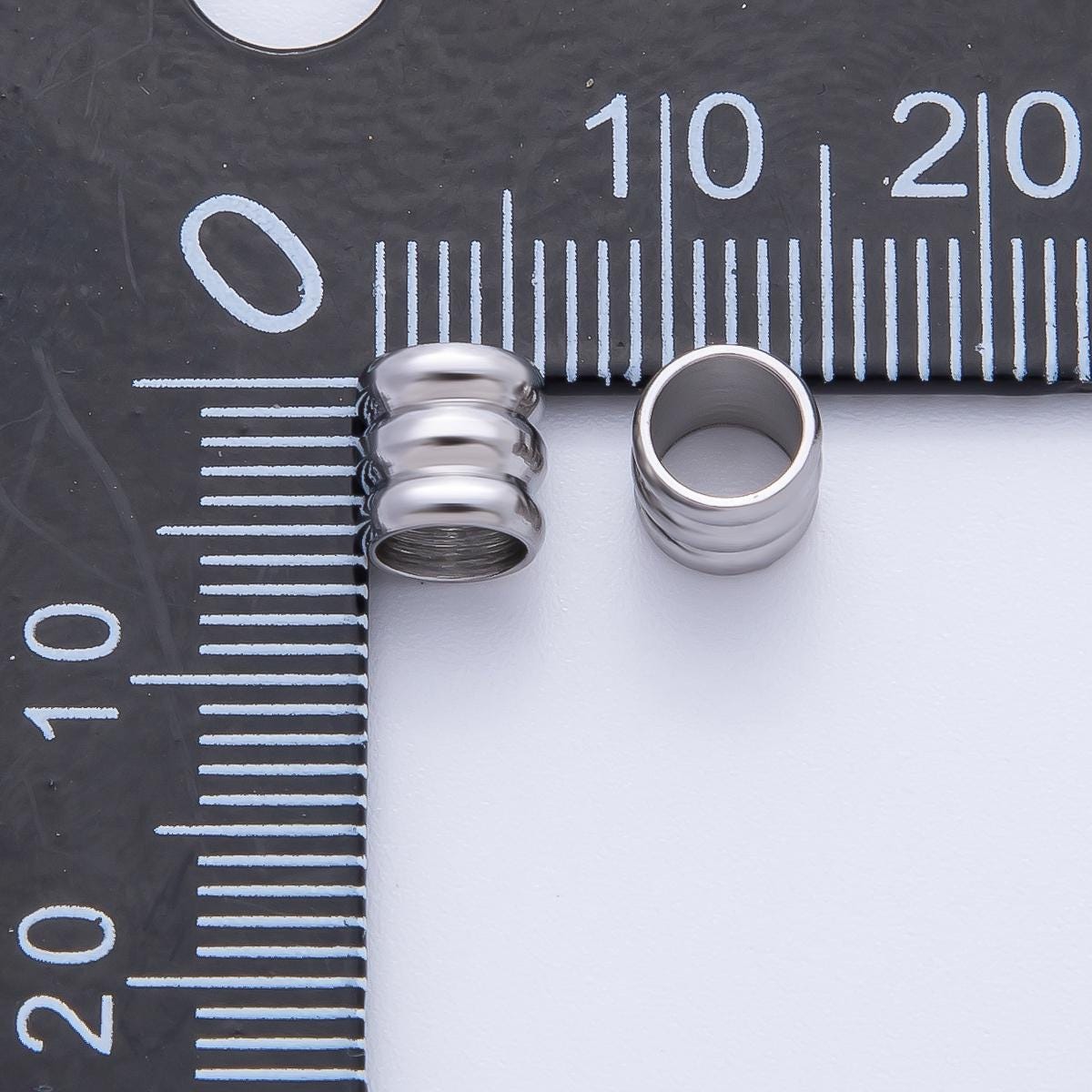 18K Gold Filled Alloy 6mm Triple Band Tube Spacer Bead in Gold & Silver 10pcs | B270