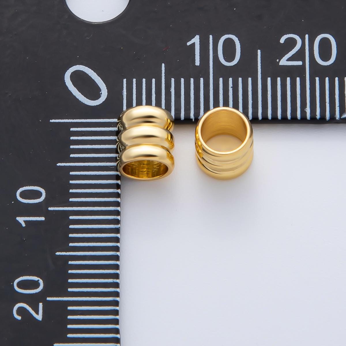 18K Gold Filled Alloy 6mm Triple Band Tube Spacer Bead in Gold & Silver 10pcs | B270