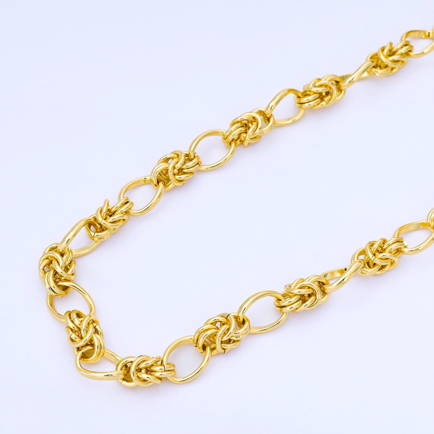 24K Gold Filled 8.6mm Knotted Rope Unfinished Chain by Yard Gold Filled Knotted Rope Chain Jewelry Supply for Jewelry Making ROLL-1743
