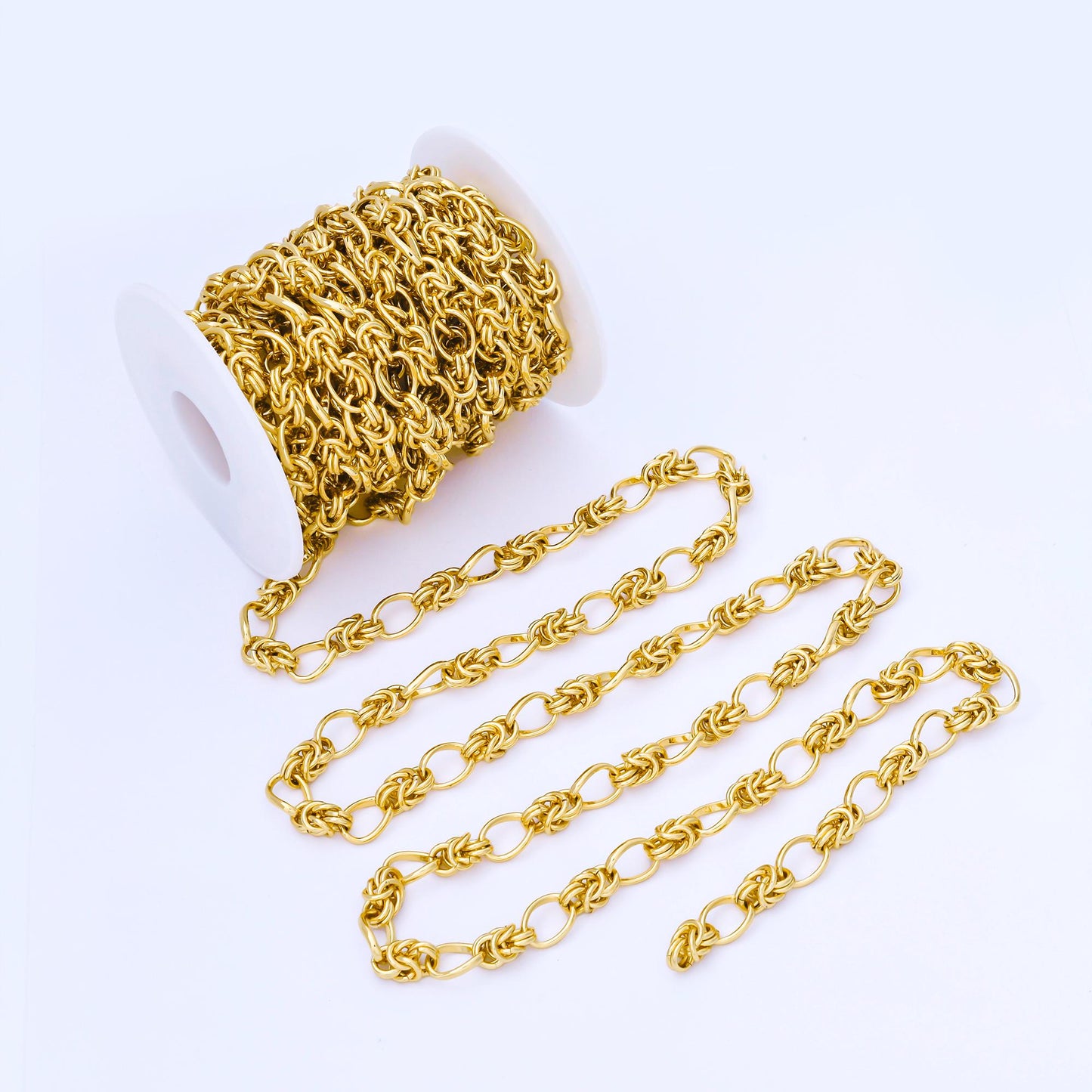 24K Gold Filled 8.6mm Knotted Rope Unfinished Chain by Yard Gold Filled Knotted Rope Chain Jewelry Supply for Jewelry Making ROLL-1743