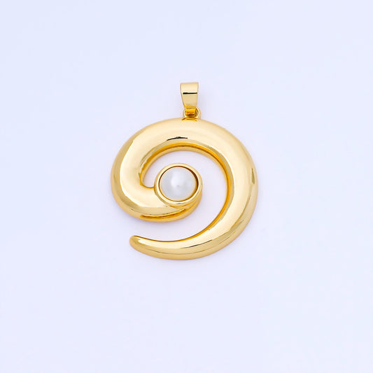 24K Gold Filled 35mm Spiral Pearl Charm Jewelry Charm for necklace and bracelets Charm supply for jewelry making| AA1665