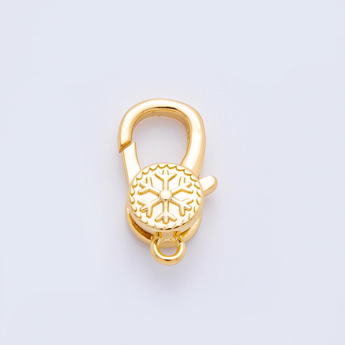 18K Gold Filled 18mm Winter Snowflake Lobster Clasp Charm Finding | Z1426