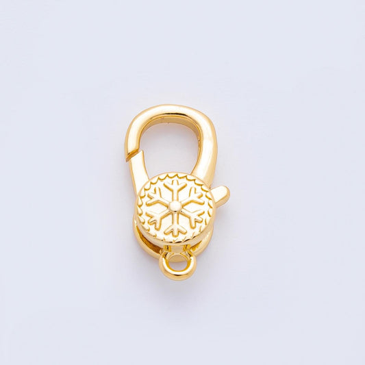 18K Gold Filled 18mm Winter Snowflake Lobster Clasp Charm Finding | Z1426