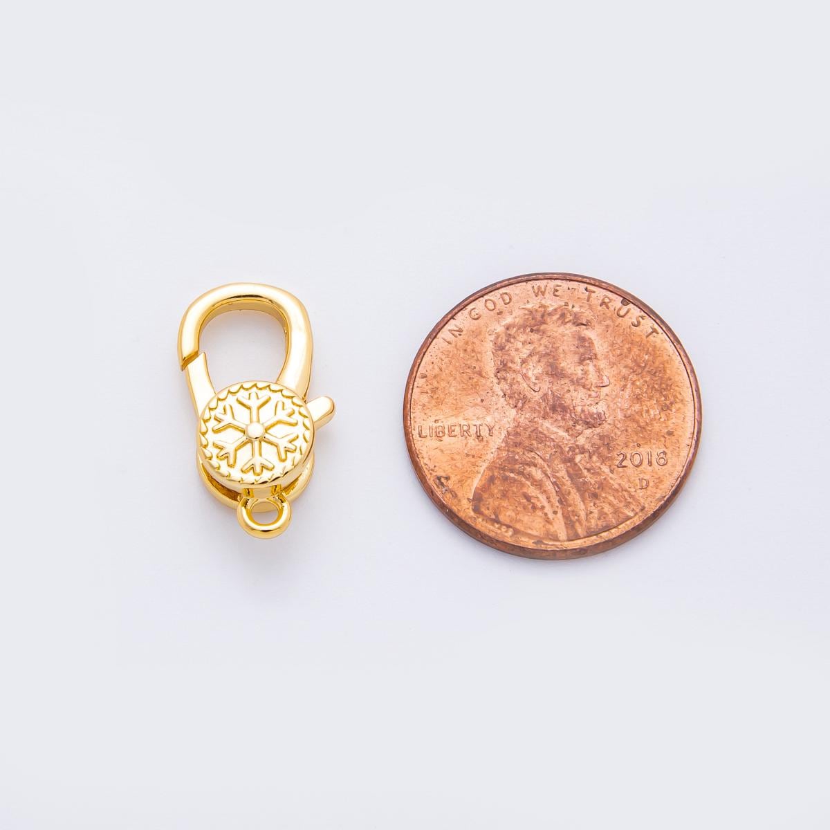 18K Gold Filled 18mm Winter Snowflake Lobster Clasp Charm Finding | Z1426