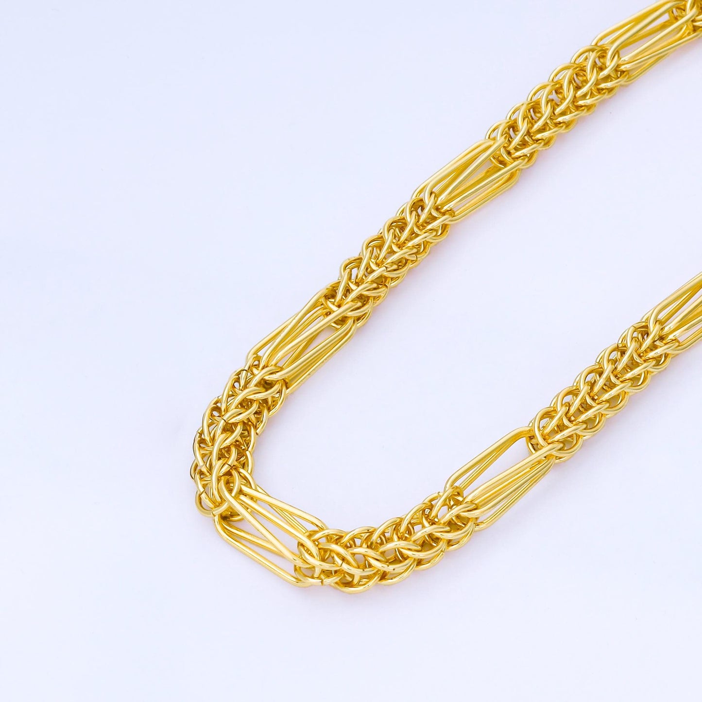 24K Gold Filled 8mm Thick Wheat/Spiga Unfinished Chain by Yard Jewelry making and supply Lengthened chains | Roll-1745