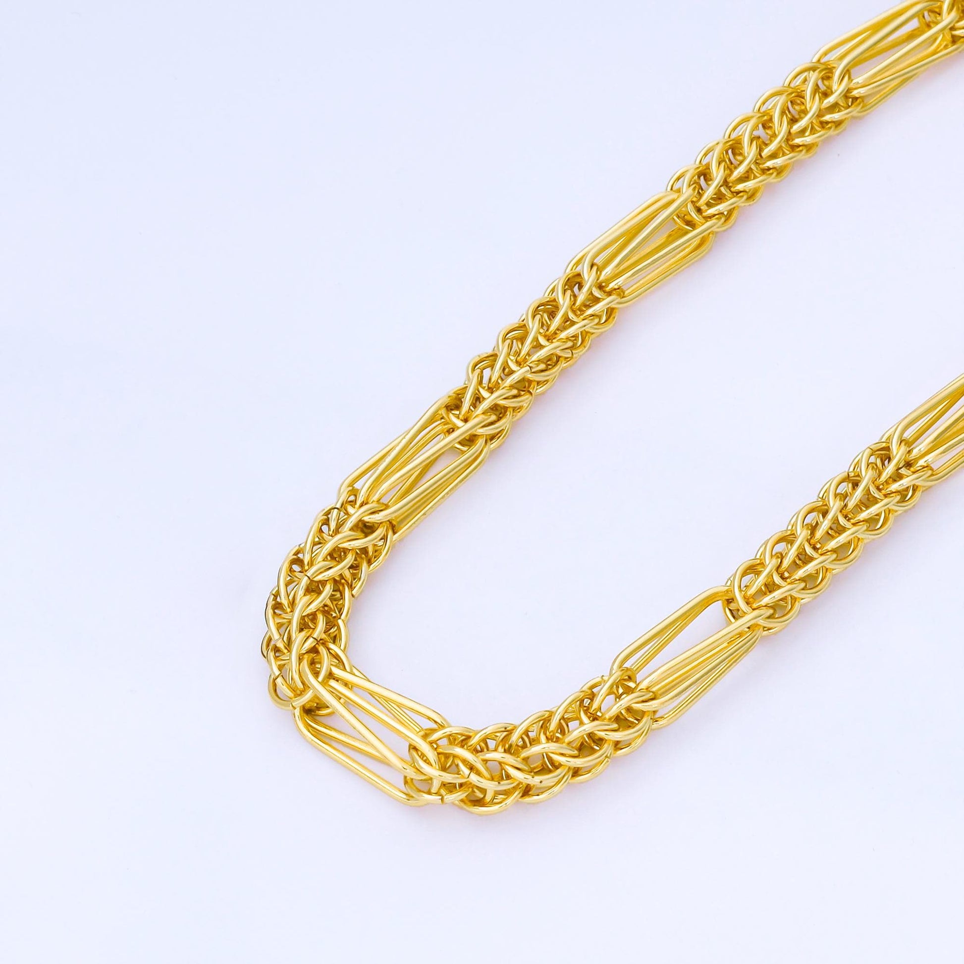 24K Gold Filled 8mm Thick Wheat/Spiga Unfinished Chain by Yard Jewelry making and supply Lengthened chains | Roll-1745