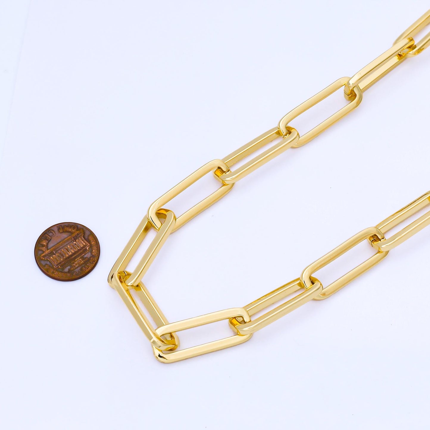 Gold Filled Paperclip Unfinished Chain by Yard Wholesale bulk roll chain jewelry making Thickness 10.8mm 24K Gold Filled | Roll-1744