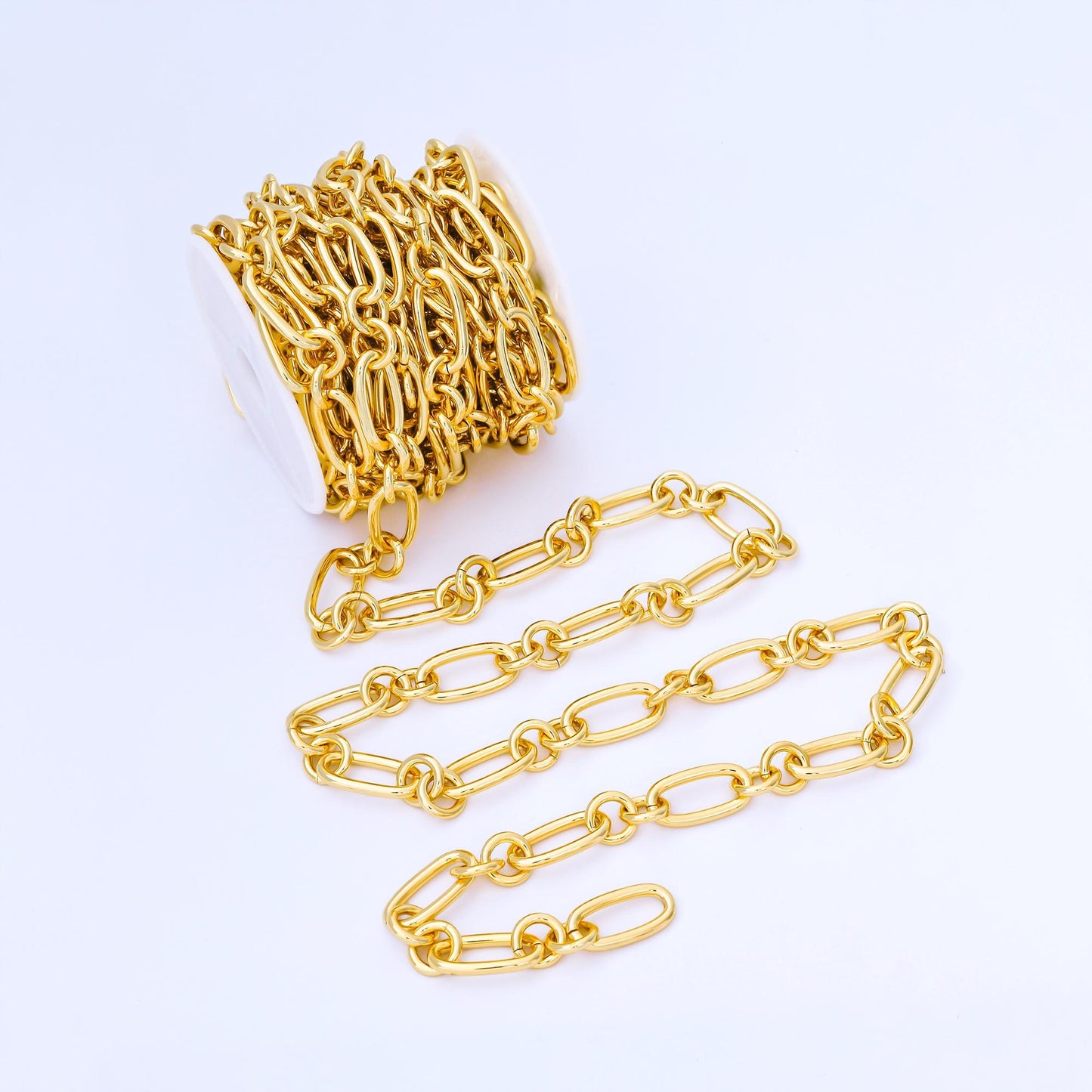 24K Gold Filled 11mm Paperclip Link Unfinished Chain by Yard DIY Jewelry making and supply Handmade Jewelry | Roll-1747