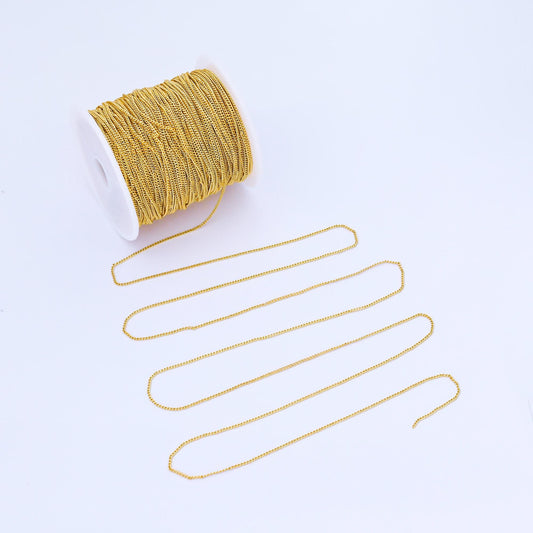 24K Gold Filled 1.3mm Dainty Minimalist Curb Unfinished Chain by Yard DIY Jewelry making and supply Handmade Jewelry | Roll-1748