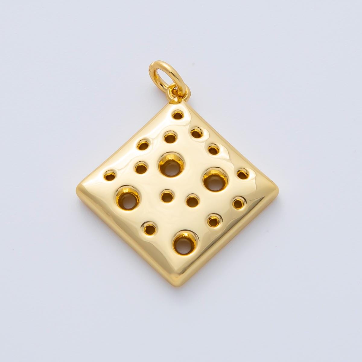 18K Gold Filled 20mm Dotted Slice of Cheese Rhombus Charm | AF1414