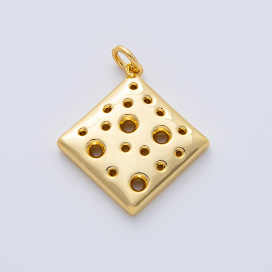 18K Gold Filled 20mm Dotted Slice of Cheese Rhombus Charm | AF1414