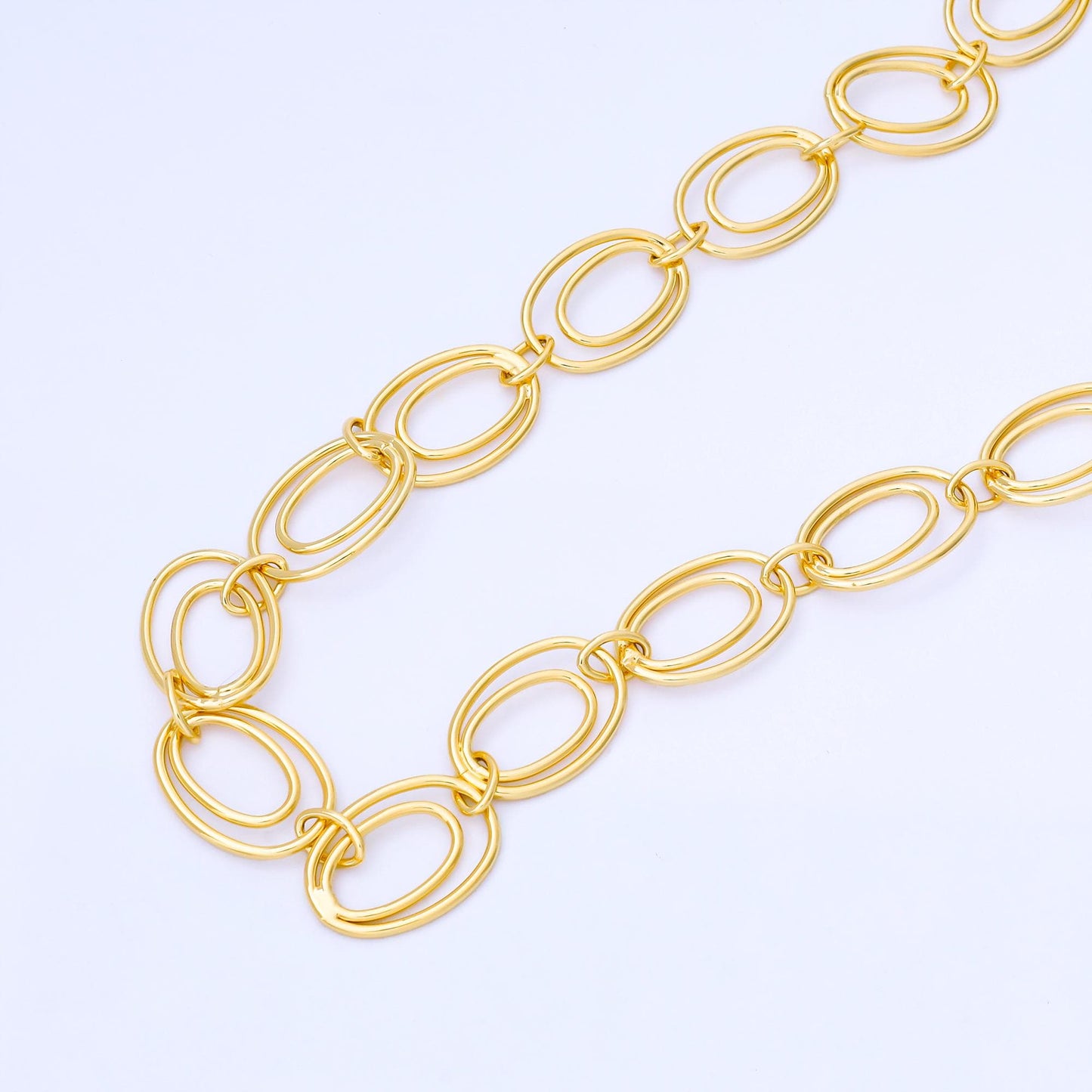 24K Gold Filled Double Oval Interlock Link Cable Unfinished Chain by Yard DIY Jewelry making and supply for Handmade Jewelry | Roll-1746
