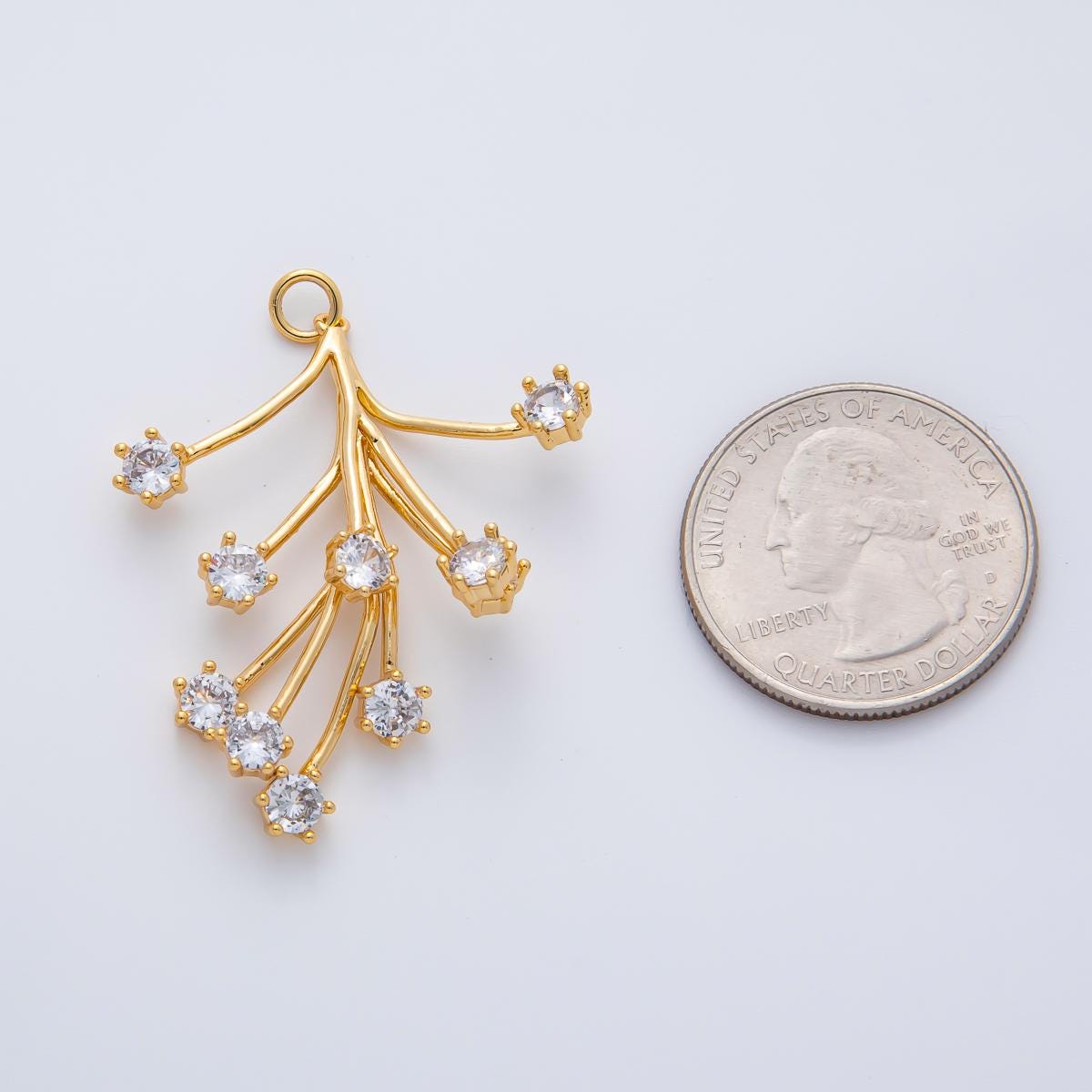 18K Gold Filled 40mm Clear CZ Flower Fireworks Charm | AF1410