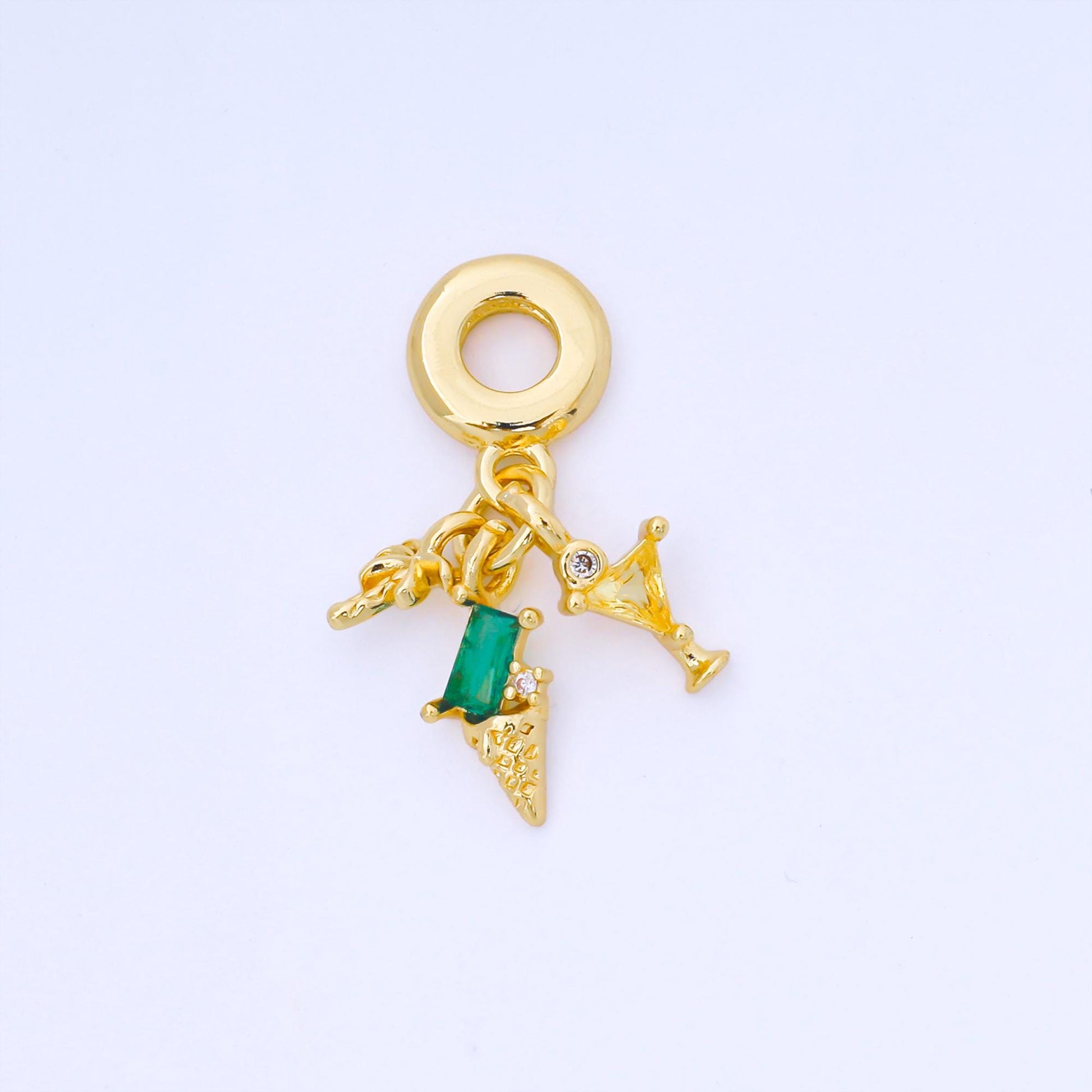24K Gold Filled Summer Ice Cream Martini Palm Tree Rondelle Drop Pendant DIY jewelry making supply for necklace bracelet earring | AF1568