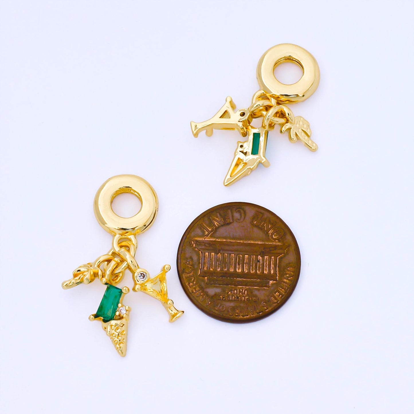 24K Gold Filled Summer Ice Cream Martini Palm Tree Rondelle Drop Pendant DIY jewelry making supply for necklace bracelet earring | AF1568