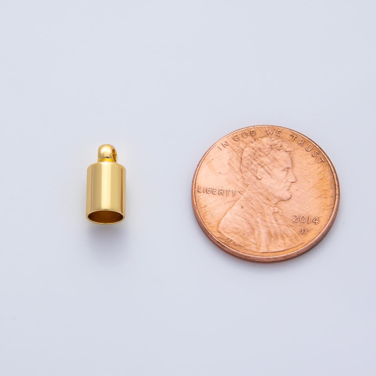 18K Gold Filled 3mm Barrel Tube End Cap Loop Finding by 6 Pieces / Set | Z1439