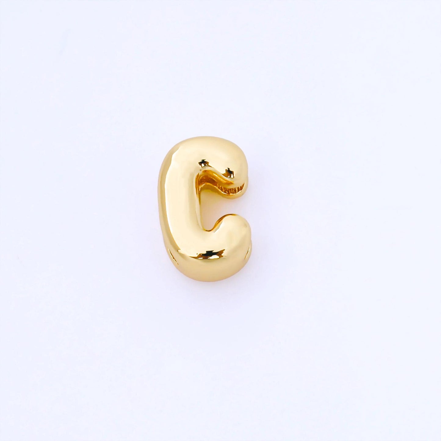 24K Gold Filled 15mm Personalized Chubby Bubble Initial Letter Alphabet Bead A~Z (select 26 Letter) Alphabet | AF079 - AF091