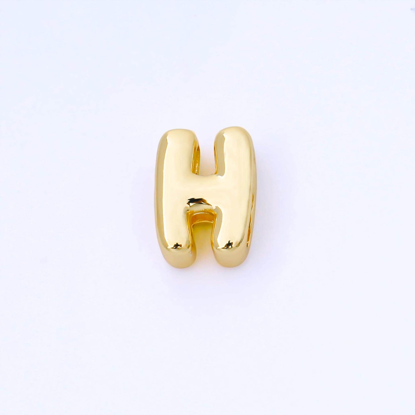 24K Gold Filled 15mm Personalized Chubby Bubble Initial Letter Alphabet Bead A~Z (select 26 Letter) Alphabet | AF079 - AF091