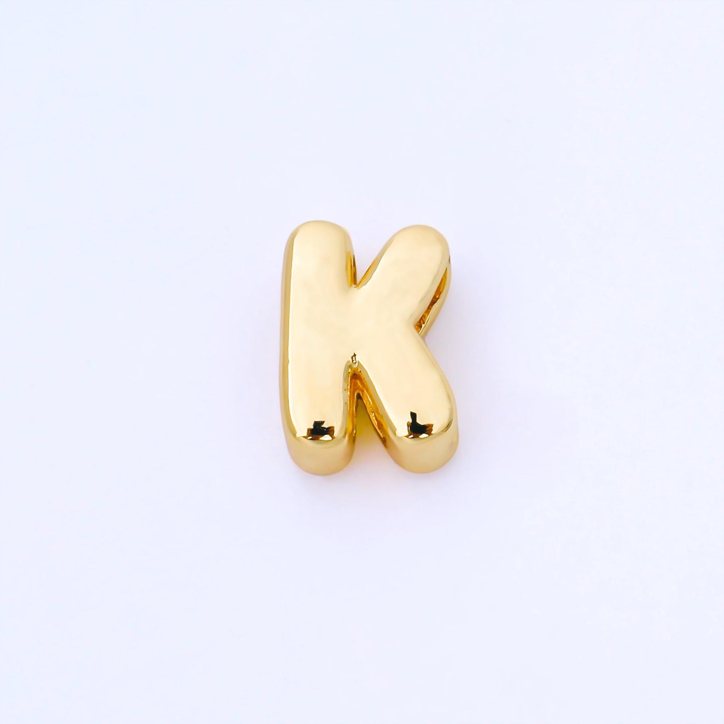 24K Gold Filled 15mm Personalized Chubby Bubble Initial Letter Alphabet Bead A~Z (select 26 Letter) Alphabet | AF079 - AF091