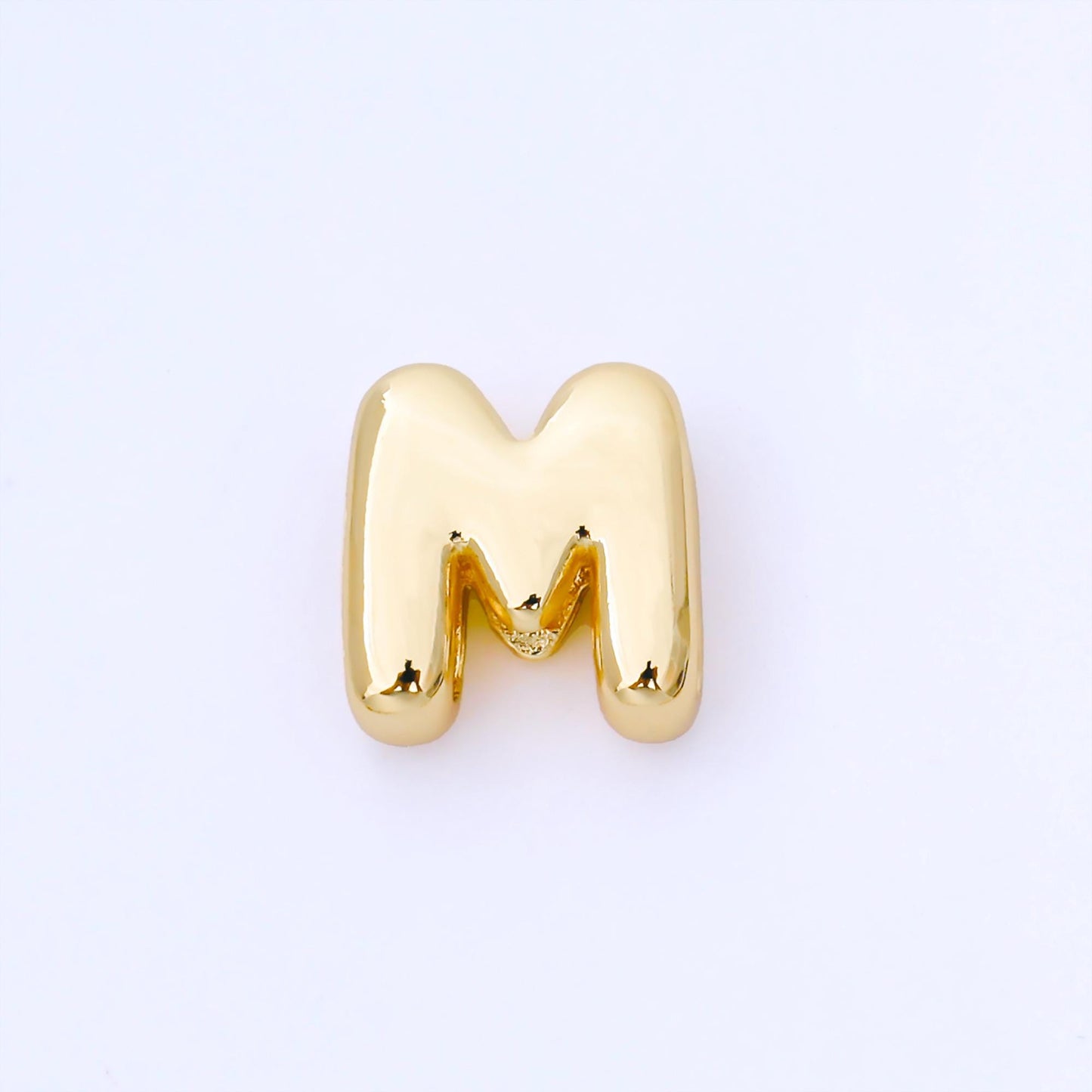 24K Gold Filled 15mm Personalized Chubby Bubble Initial Letter Alphabet Bead A~Z (select 26 Letter) Alphabet | AF079 - AF091
