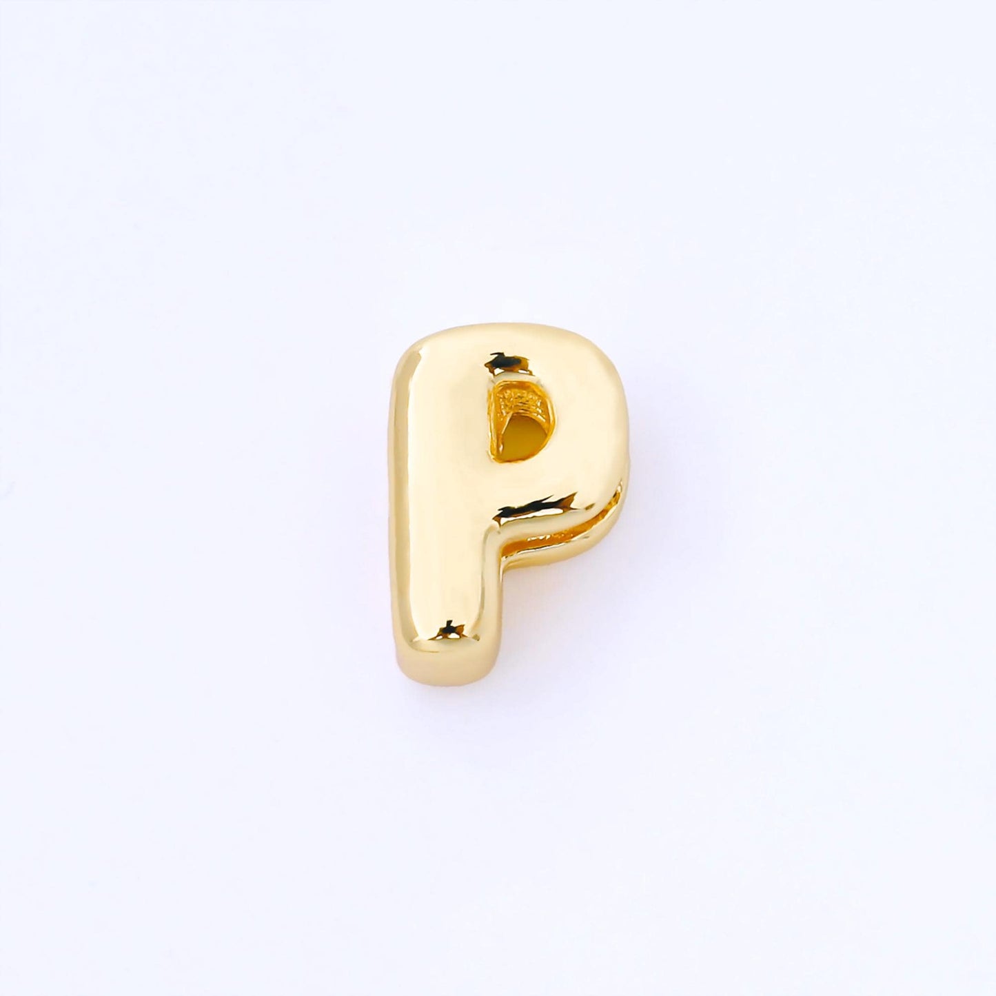 24K Gold Filled 15mm Personalized Chubby Bubble Initial Letter Alphabet Bead A~Z (select 26 Letter) Alphabet | AF079 - AF091
