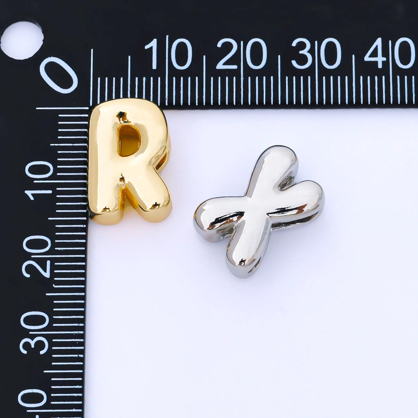 Silver 15mm Personalized Chubby Bubble Initial Letter Alphabet Bead A~Z (select 26 Letter) Alphabet | AF092 - AF104