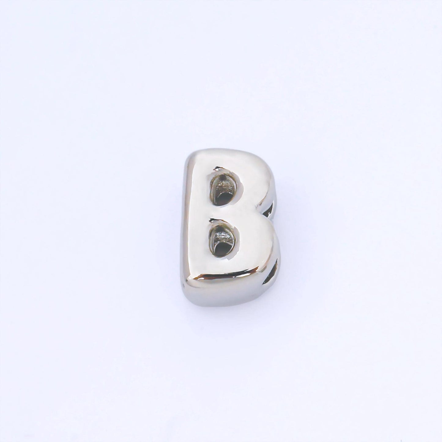 Silver 15mm Personalized Chubby Bubble Initial Letter Alphabet Bead A~Z (select 26 Letter) Alphabet | AF092 - AF104