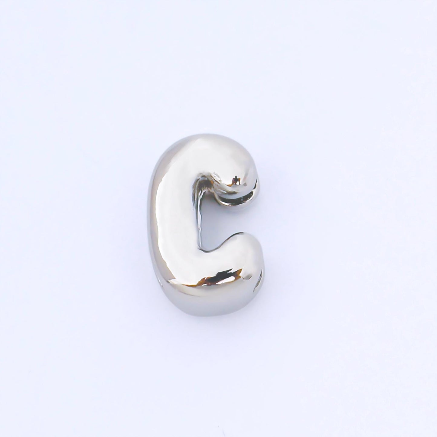 Silver 15mm Personalized Chubby Bubble Initial Letter Alphabet Bead A~Z (select 26 Letter) Alphabet | AF092 - AF104