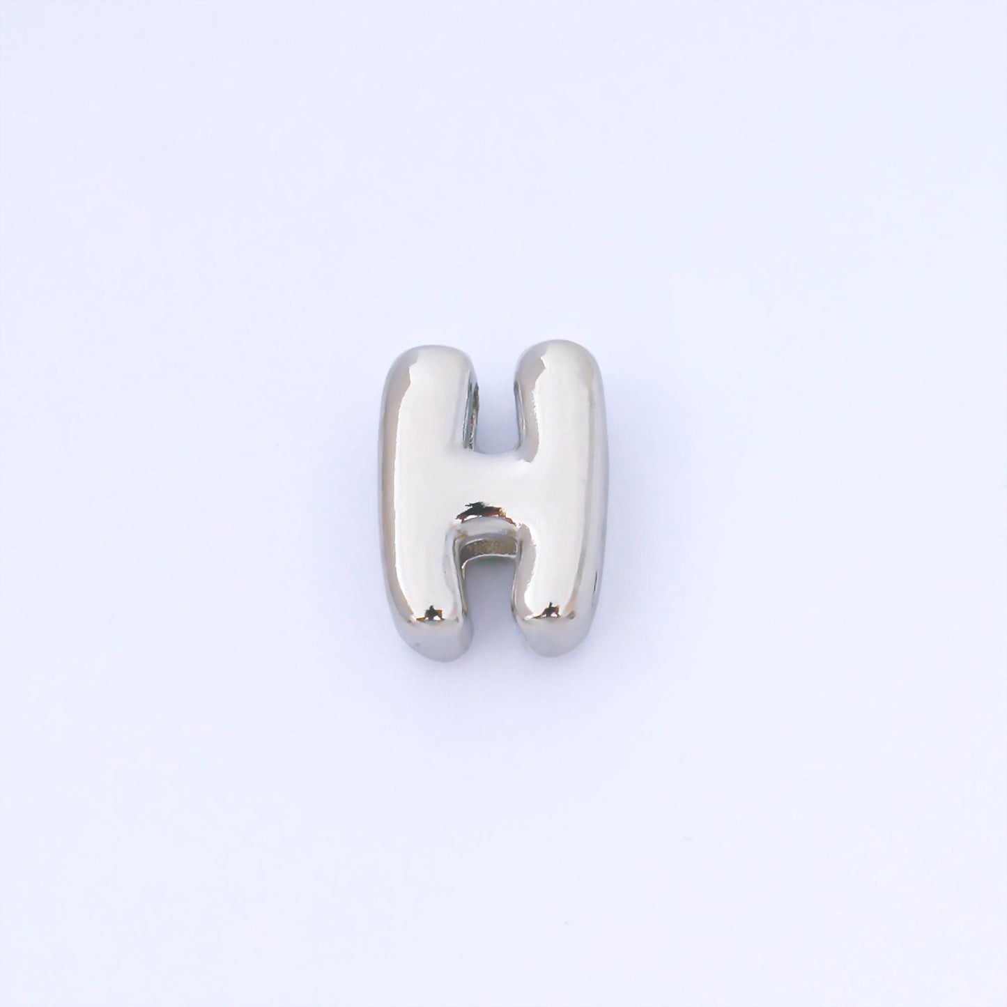 Silver 15mm Personalized Chubby Bubble Initial Letter Alphabet Bead A~Z (select 26 Letter) Alphabet | AF092 - AF104
