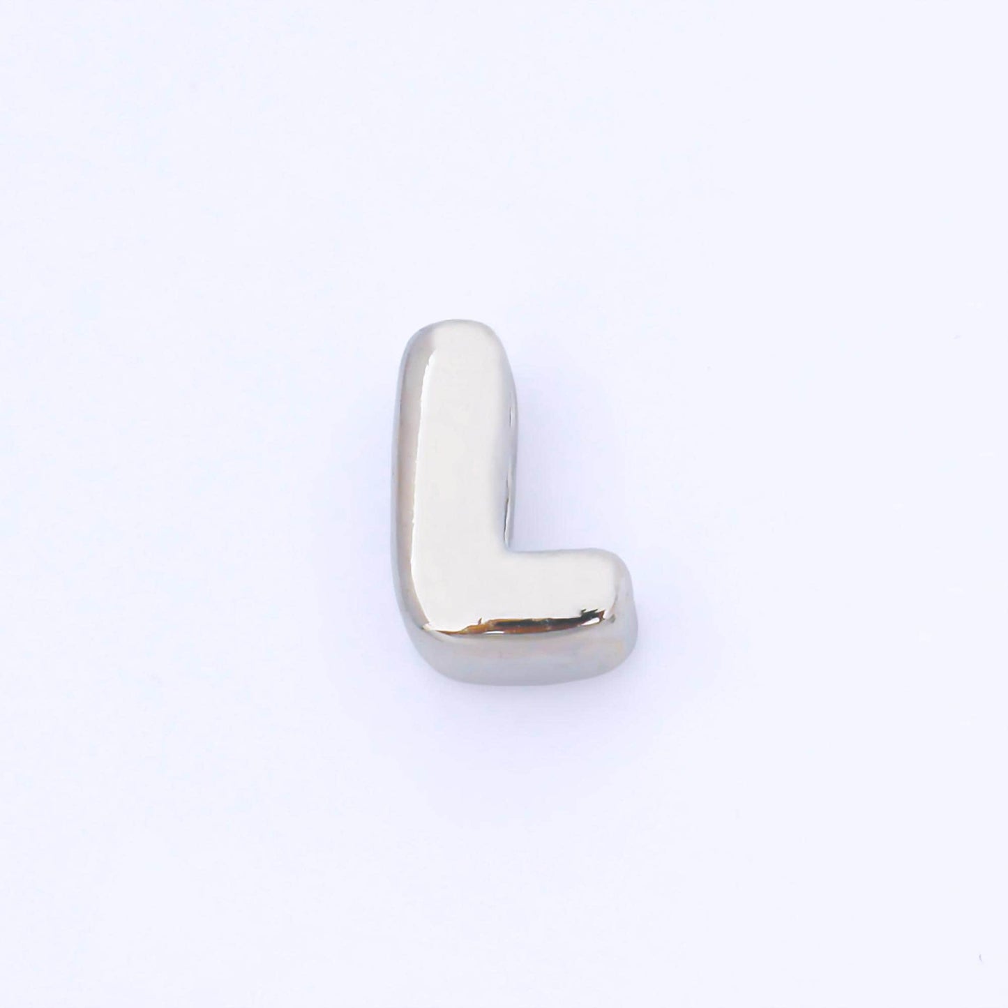 Silver 15mm Personalized Chubby Bubble Initial Letter Alphabet Bead A~Z (select 26 Letter) Alphabet | AF092 - AF104