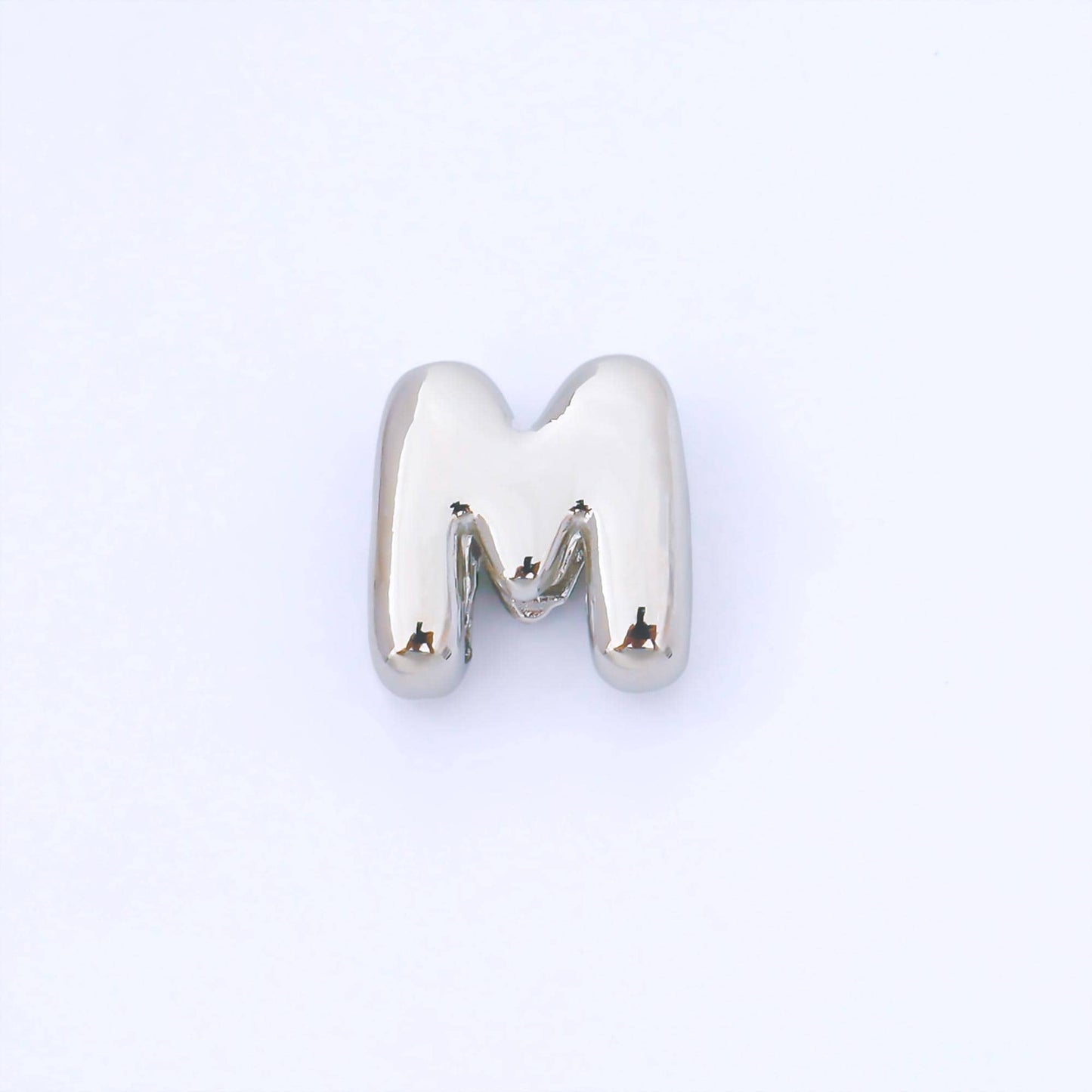 Silver 15mm Personalized Chubby Bubble Initial Letter Alphabet Bead A~Z (select 26 Letter) Alphabet | AF092 - AF104