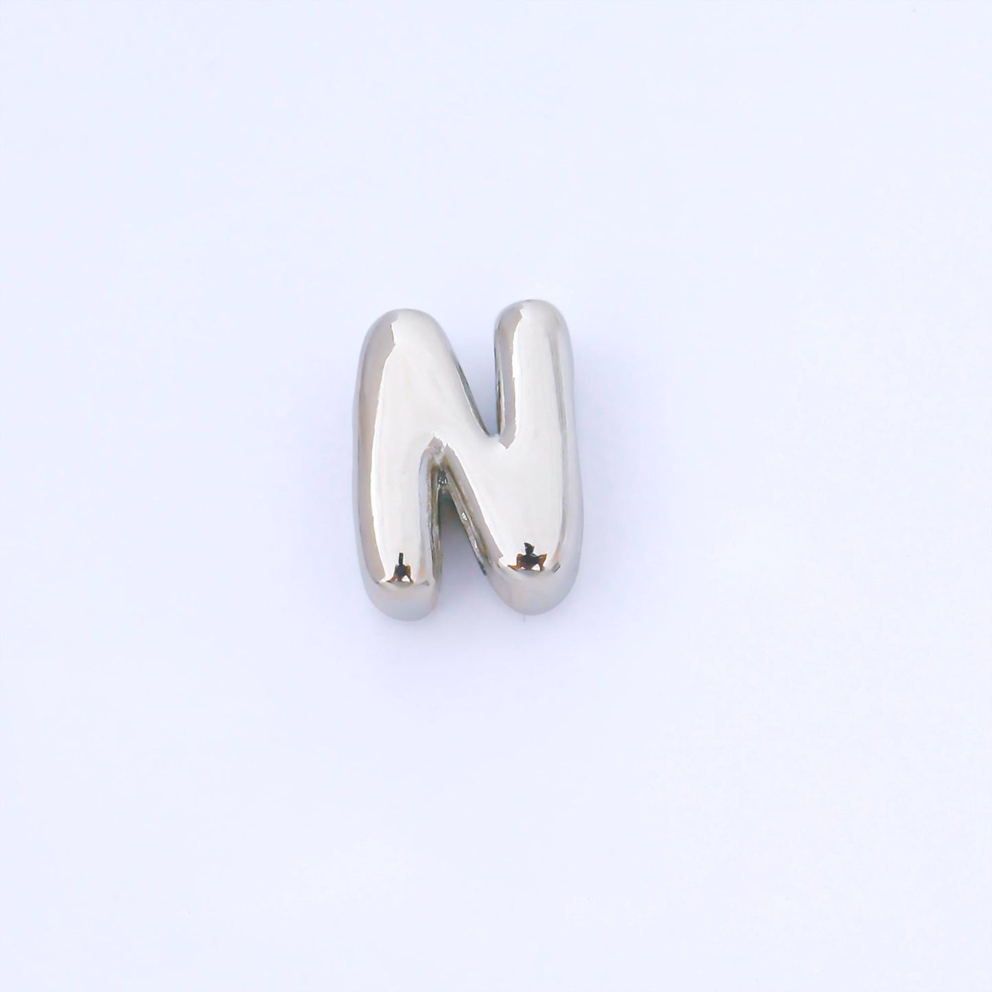 Silver 15mm Personalized Chubby Bubble Initial Letter Alphabet Bead A~Z (select 26 Letter) Alphabet | AF092 - AF104