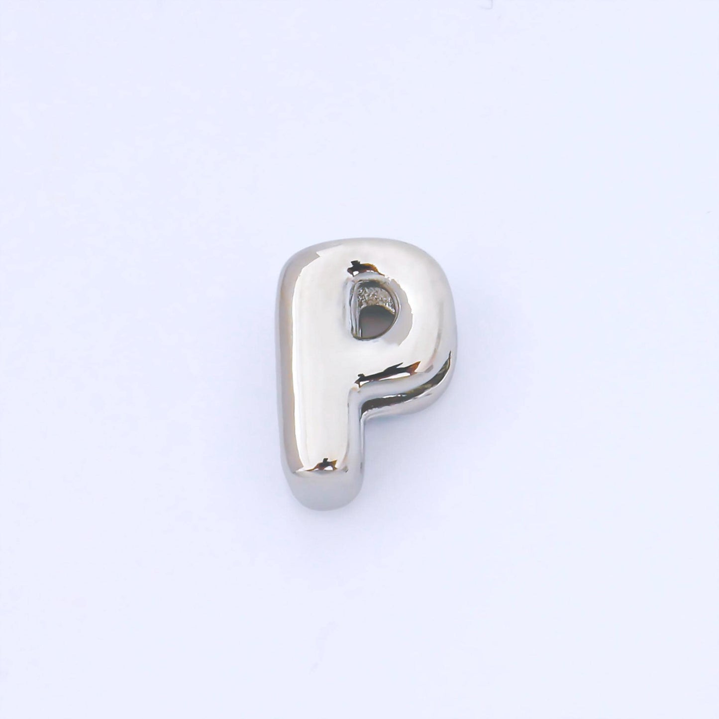 Silver 15mm Personalized Chubby Bubble Initial Letter Alphabet Bead A~Z (select 26 Letter) Alphabet | AF092 - AF104