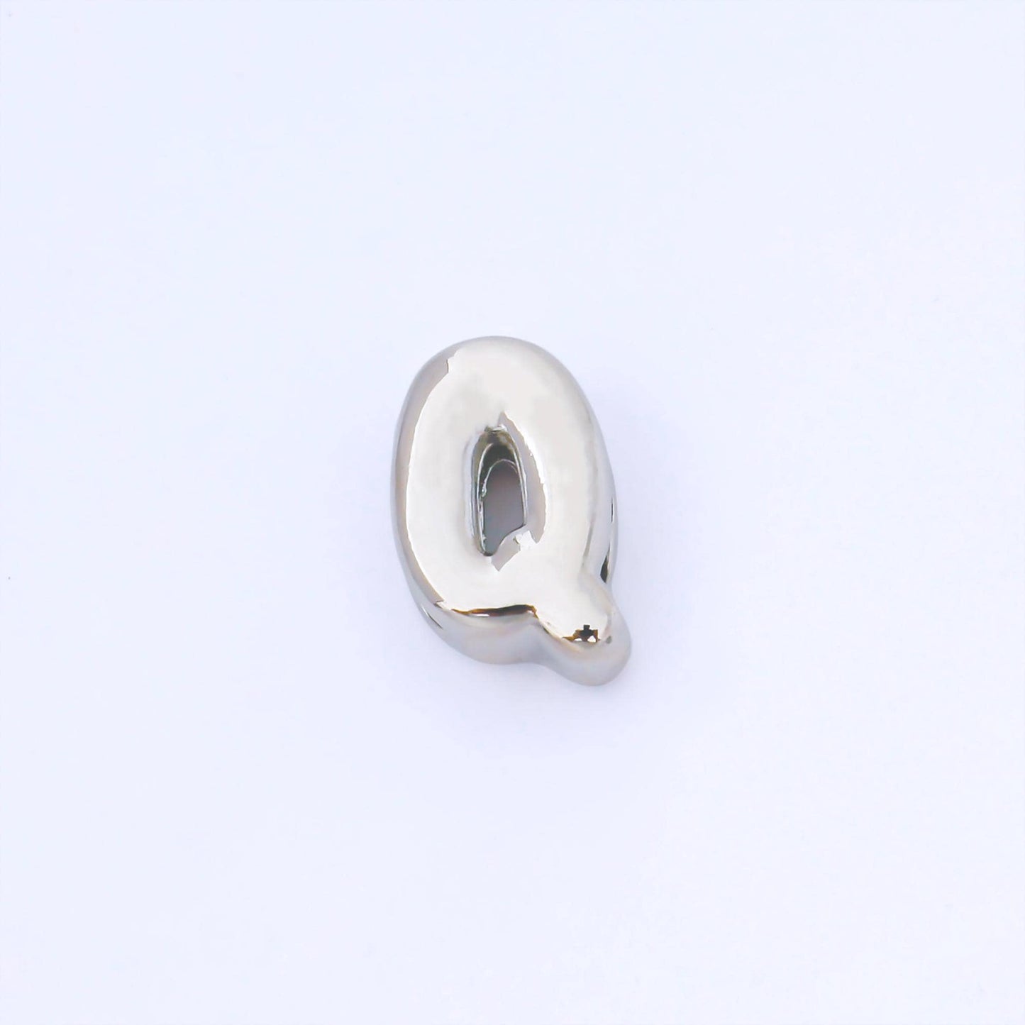 Silver 15mm Personalized Chubby Bubble Initial Letter Alphabet Bead A~Z (select 26 Letter) Alphabet | AF092 - AF104