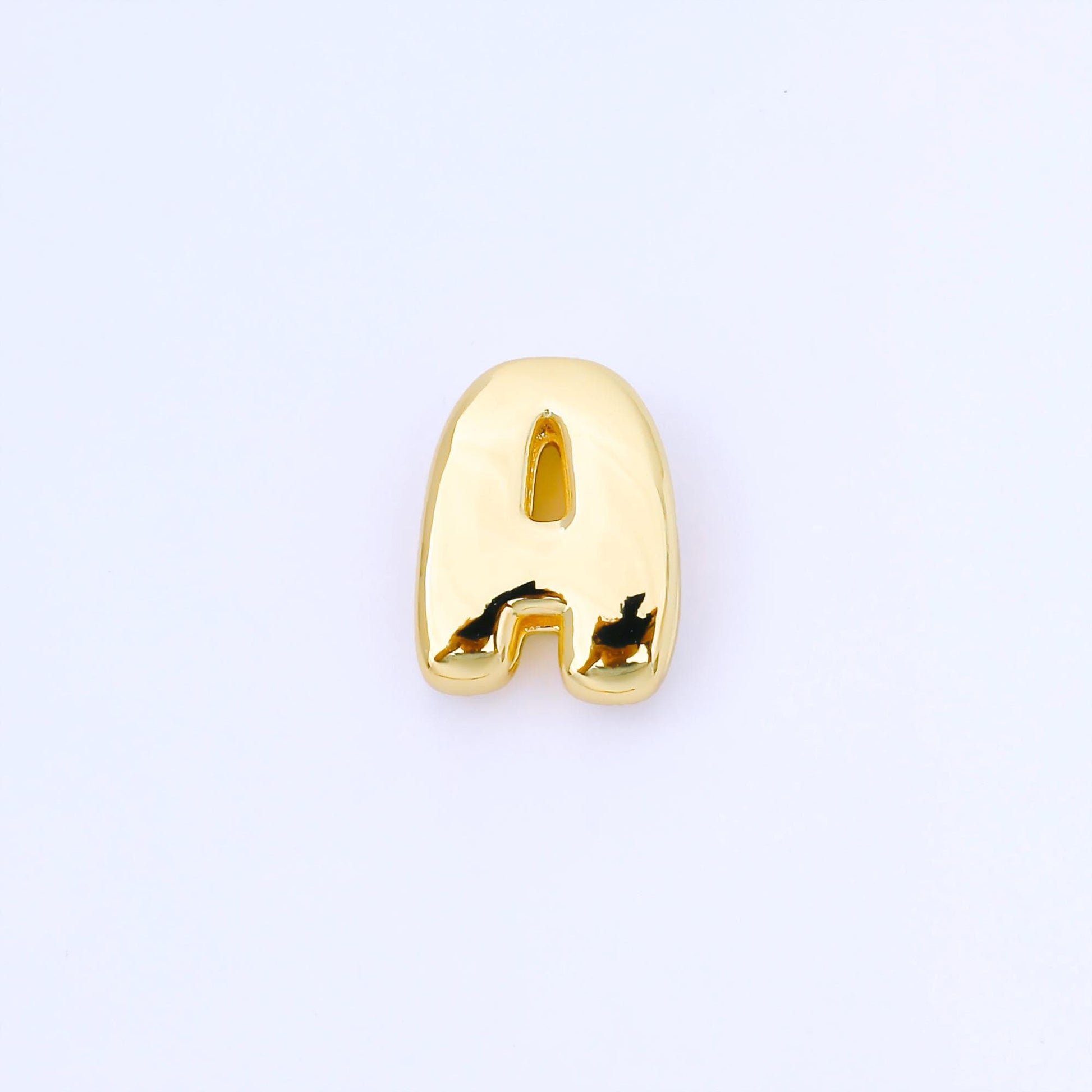 24K Gold Filled 20mm Personalized Cord Chubby Bubble Initial Letter Alphabet Bead A~Z (select 26 Letter) Alphabet | AF105 - AF117