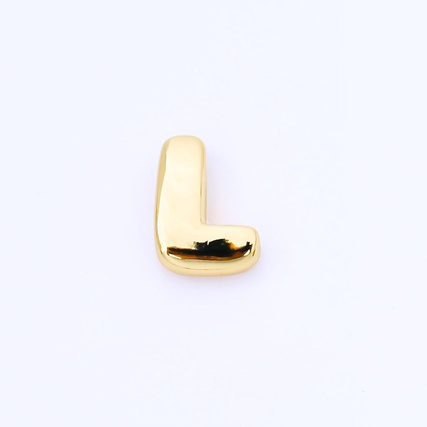 24K Gold Filled 20mm Personalized Cord Chubby Bubble Initial Letter Alphabet Bead A~Z (select 26 Letter) Alphabet | AF105 - AF117