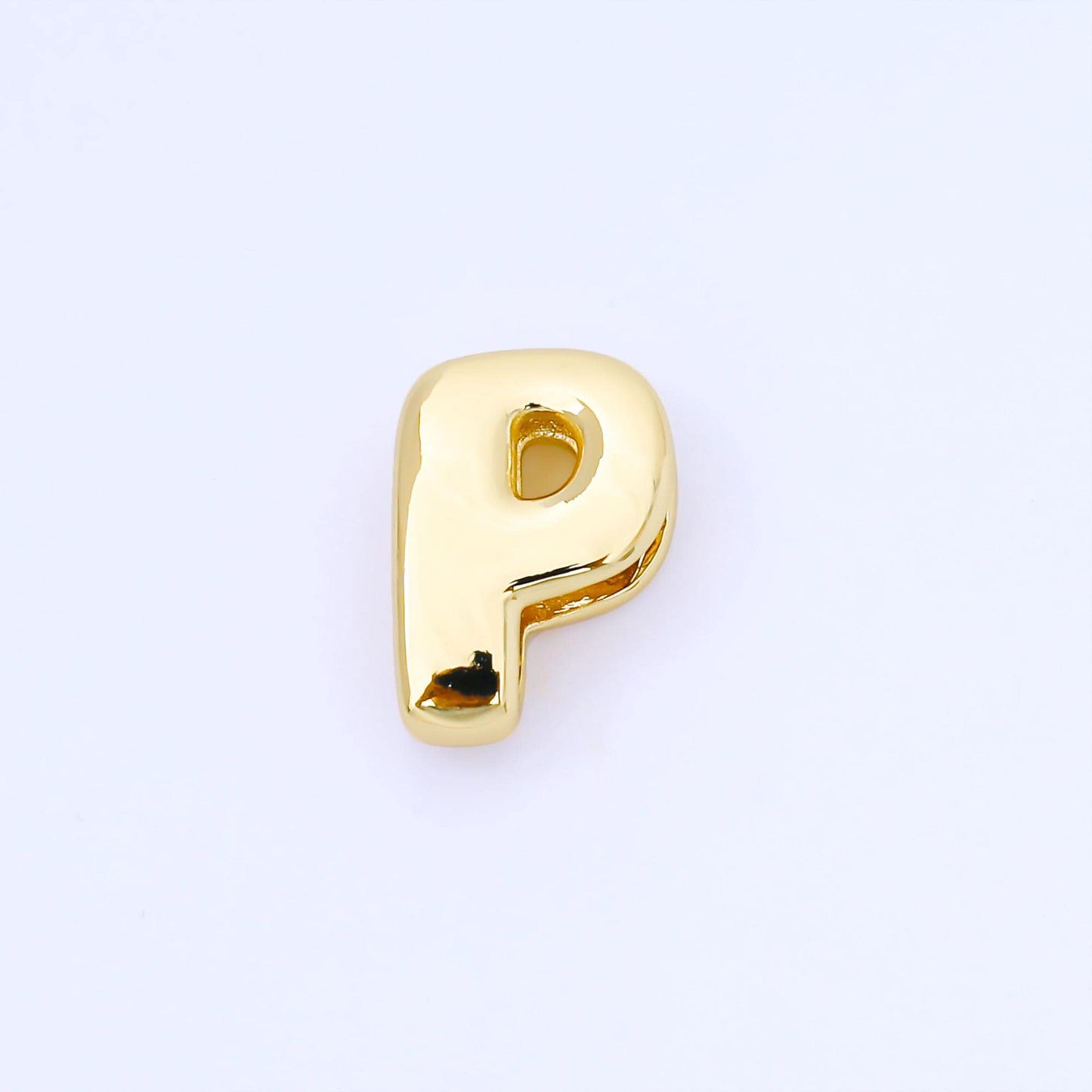 24K Gold Filled 20mm Personalized Cord Chubby Bubble Initial Letter Alphabet Bead A~Z (select 26 Letter) Alphabet | AF105 - AF117