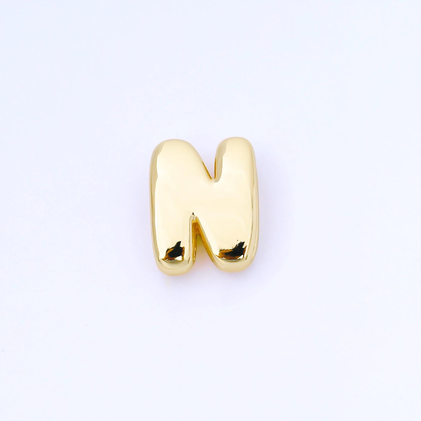 24K Gold Filled 20mm Personalized Cord Chubby Bubble Initial Letter Alphabet Bead A~Z (select 26 Letter) Alphabet | AF105 - AF117