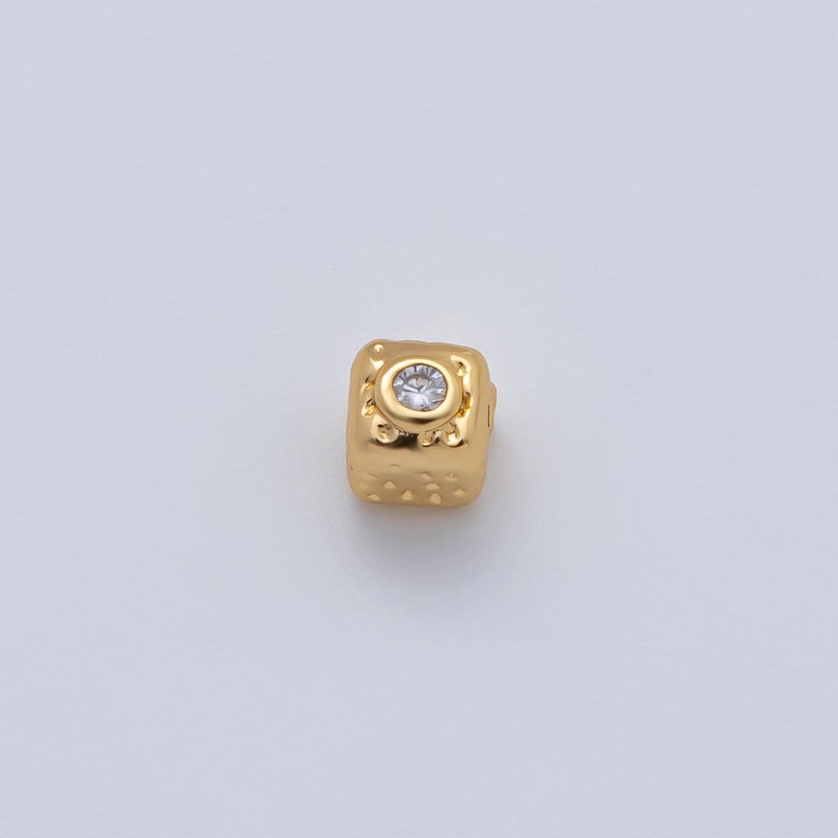 18K Gold Filled 4mm Clear, Fuchsia CZ Minimalist Cube Beads | B342