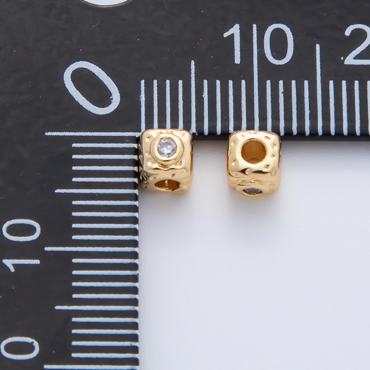 18K Gold Filled 4mm Clear, Fuchsia CZ Minimalist Cube Beads | B342