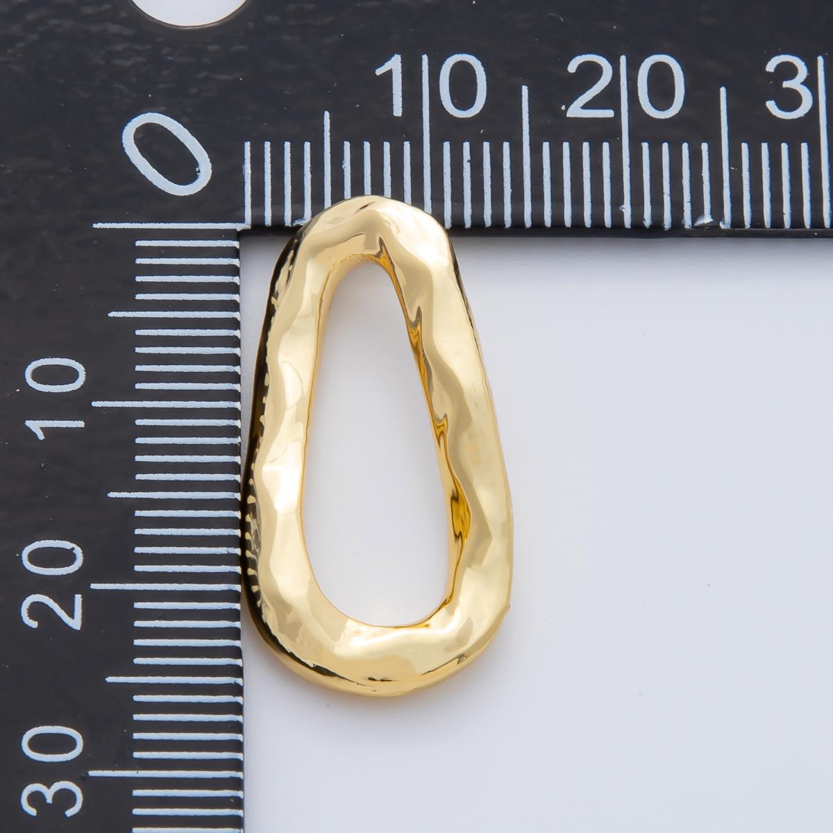 18K Gold Plated 26mm Geometrical Hammered Teardrop Finding in Gold & Silver | Z1431