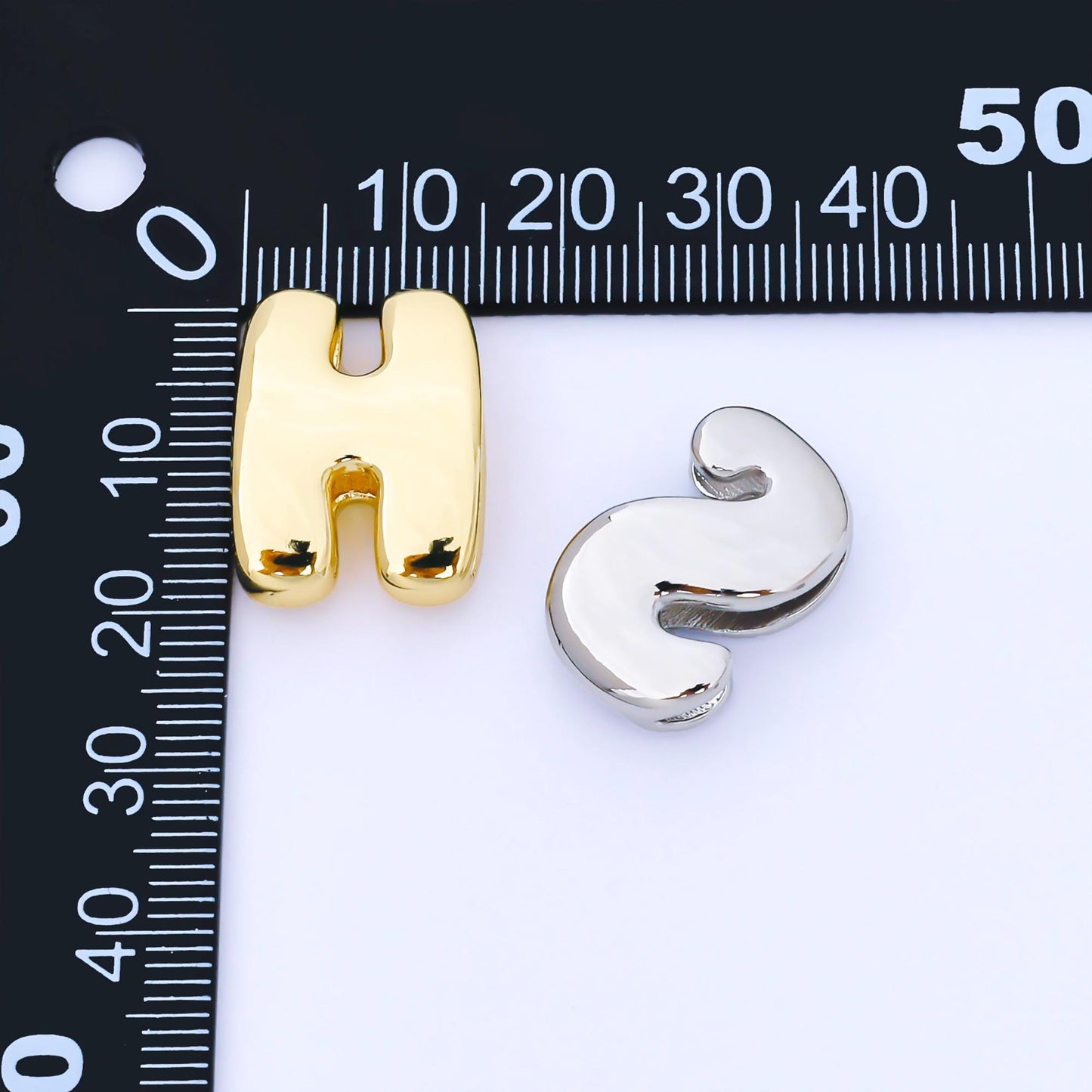 Silver 20mm Personalized Cord Chubby Bubble Initial Letter Alphabet Bead A~Z (select 26 Letter) Alphabet | AF118 - AF130