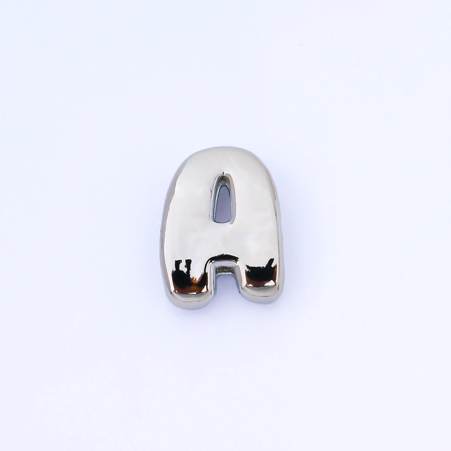 Silver 20mm Personalized Cord Chubby Bubble Initial Letter Alphabet Bead A~Z (select 26 Letter) Alphabet | AF118 - AF130
