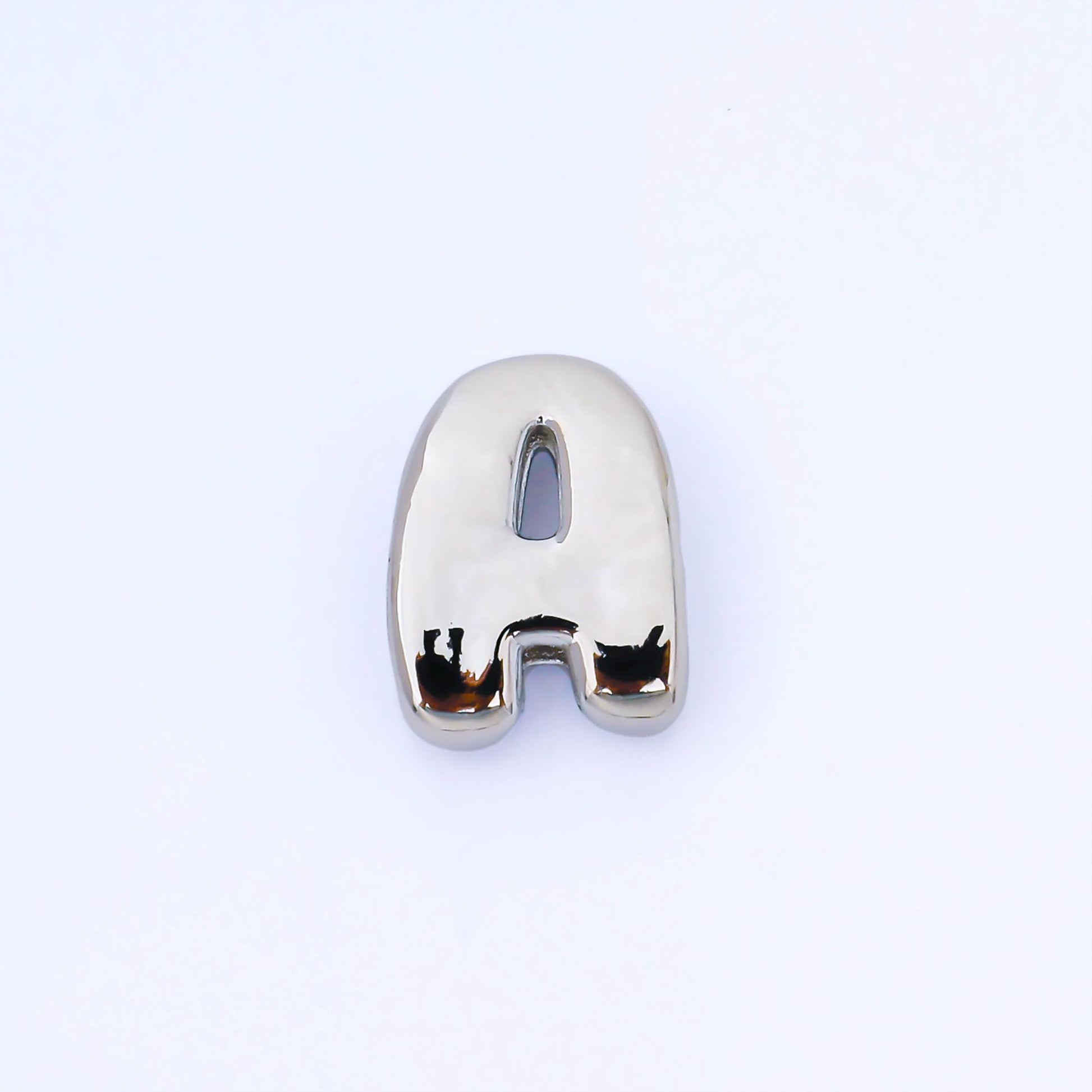 Silver 20mm Personalized Cord Chubby Bubble Initial Letter Alphabet Bead A~Z (select 26 Letter) Alphabet | AF118 - AF130