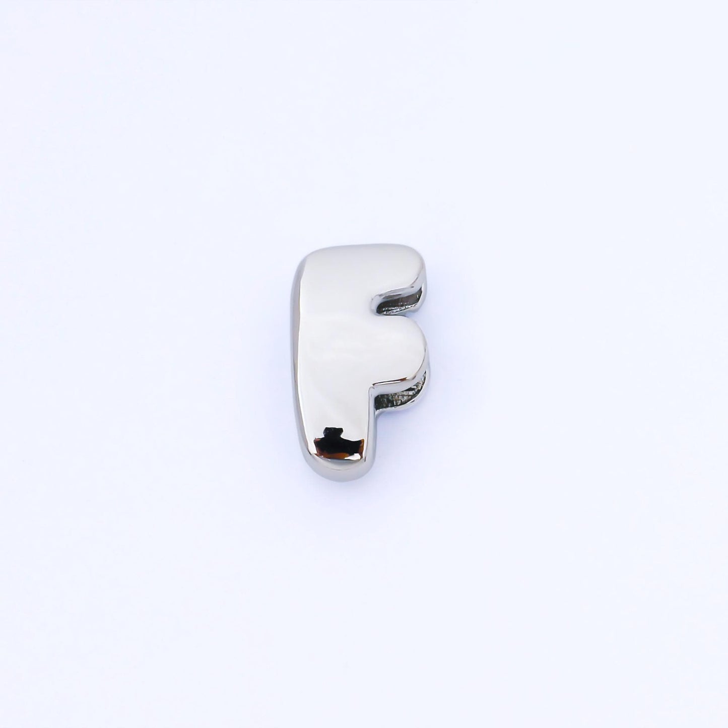 Silver 20mm Personalized Cord Chubby Bubble Initial Letter Alphabet Bead A~Z (select 26 Letter) Alphabet | AF118 - AF130