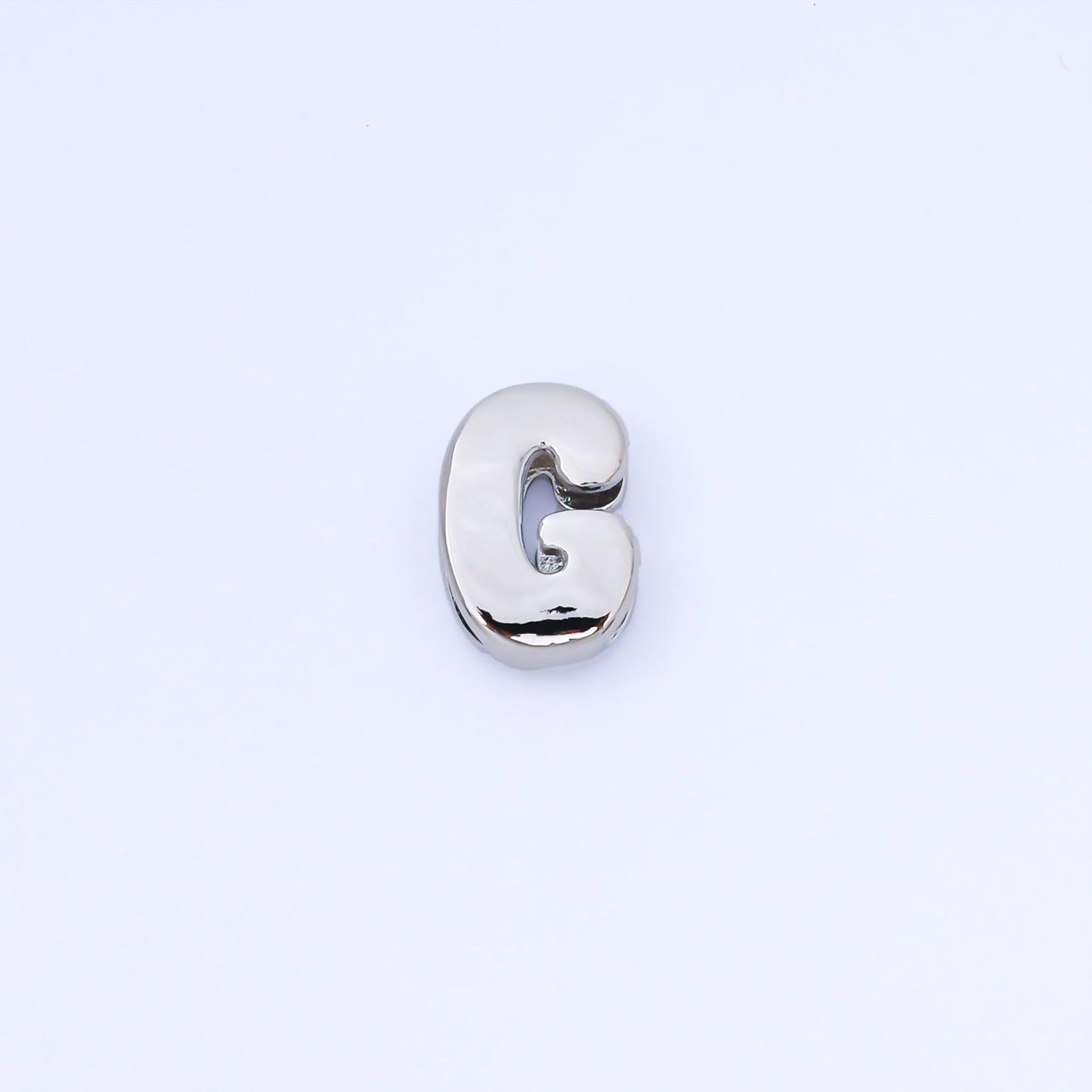 Silver 20mm Personalized Cord Chubby Bubble Initial Letter Alphabet Bead A~Z (select 26 Letter) Alphabet | AF118 - AF130