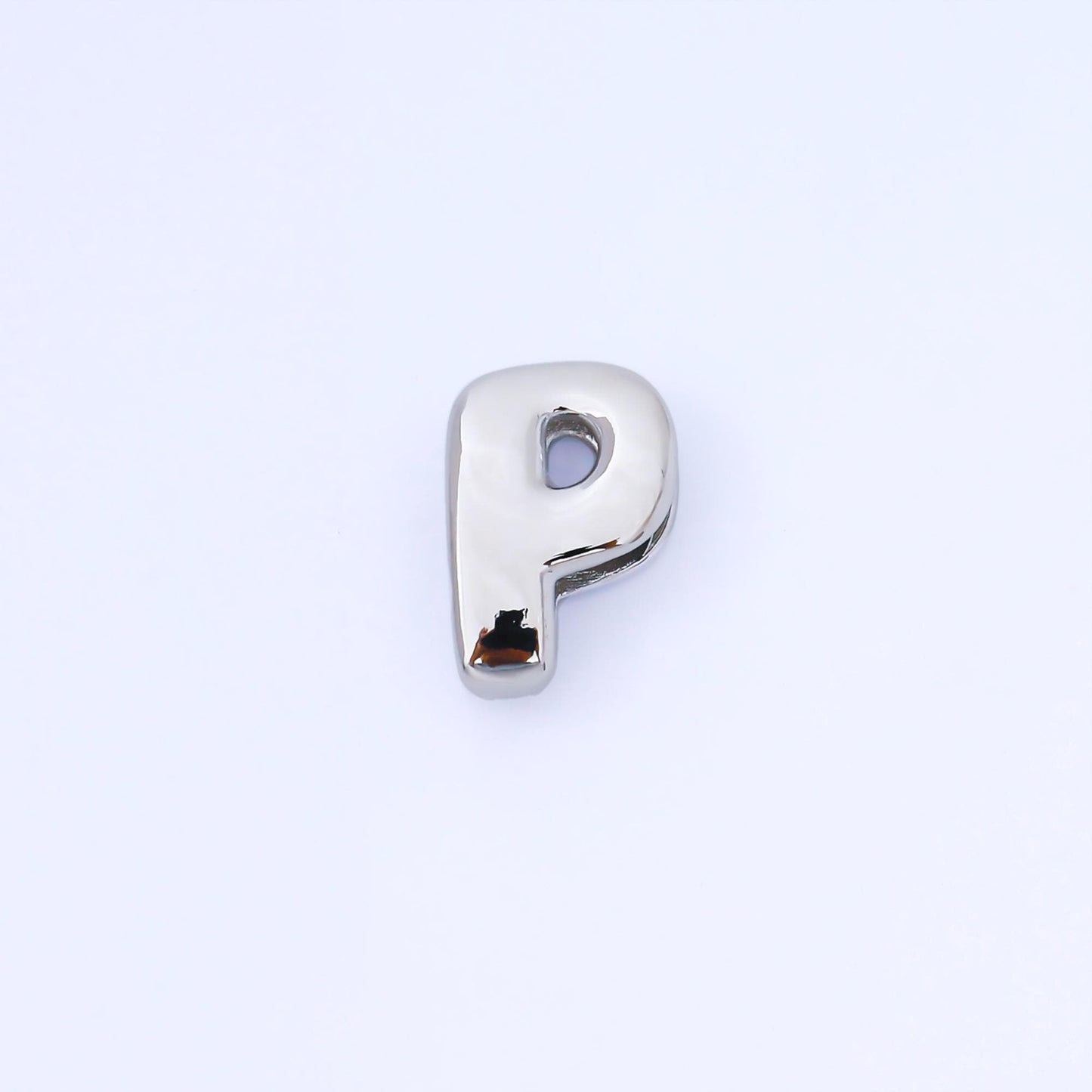 Silver 20mm Personalized Cord Chubby Bubble Initial Letter Alphabet Bead A~Z (select 26 Letter) Alphabet | AF118 - AF130