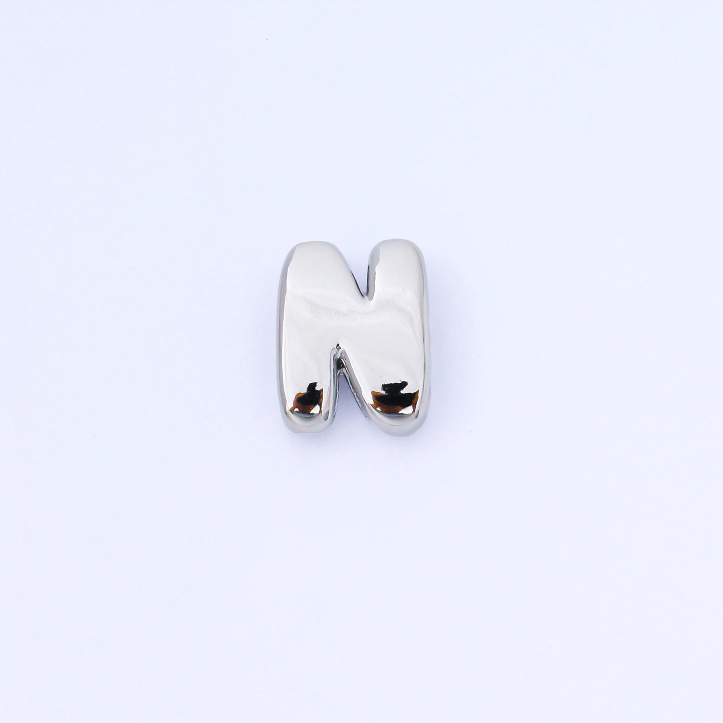 Silver 20mm Personalized Cord Chubby Bubble Initial Letter Alphabet Bead A~Z (select 26 Letter) Alphabet | AF118 - AF130