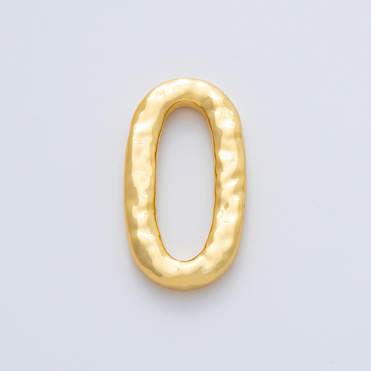 18K Gold Plated 26mm Hammered Long Oval Oblong Finding in Gold & Silver | Z1433